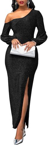Women's Formal Dresses Elegant Long Sleeve Evening Party Dress Sexy One Shoulder High Split Cocktail Gowns in Saudi Arabia