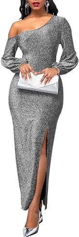 Women's Formal Dresses Elegant Long Sleeve Evening Party Dress Sexy One Shoulder High Split Cocktail Gowns in Saudi Arabia