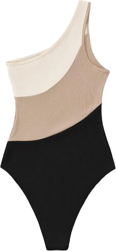 GORGLITTER Women's Ruched One Shoulder Bodysuit Sleeveless Solid Leotard Jumpsuits in Saudi Arabia