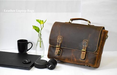 ZOLO LEATHERS New Men's Vintage Brown Leather Full Flap Messenger Laptop Shoulder Bag, Brown, One size in Kuwait