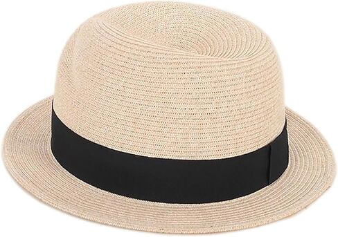 قبعة الشمس من القش للنساء - قبعة الشاطئ الصيفية قبعة تريلبي قصيرة الحافة قبعة بنما بعامل حماية من الأشعة فوق البنفسجية 50+ in Kuwait