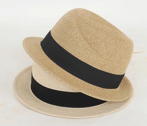 قبعة الشمس من القش للنساء - قبعة الشاطئ الصيفية قبعة تريلبي قصيرة الحافة قبعة بنما بعامل حماية من الأشعة فوق البنفسجية 50+ in Kuwait