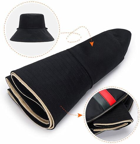 قبعة صيد الشاطئ قابلة للطي بعامل حماية من الأشعة فوق البنفسجية للحماية من أشعة الشمس ومقاومة للماء وقابلة للتنفس بحافة واسعة للنساء in Kuwait