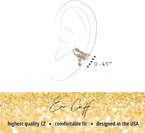 أساور للأذن - أصفاد أذن للنساء - مطلية بالفضة الإسترلينية 925 أو مطلية بالذهب عيار 14 قيراط - أقراط زاحفة دائرية متلألئة من الزركونيا المكعبة - مشبك على الغضروف in Kuwait