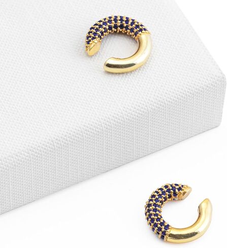 Pavé Ear Cuff Series | 14k Gold Plated Gemset Non Piercing Hoops for Women in Saudi Arabia