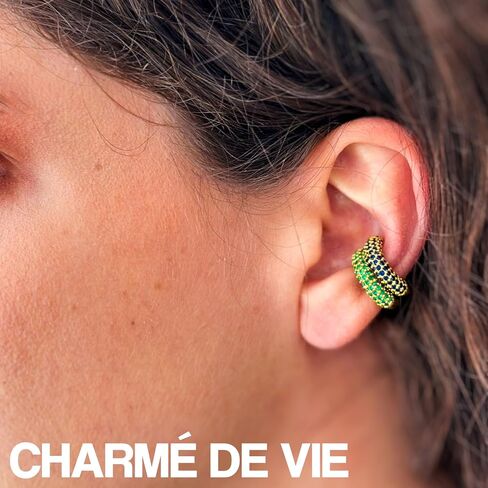 Pavé Ear Cuff Series | 14k Gold Plated Gemset Non Piercing Hoops for Women in Saudi Arabia