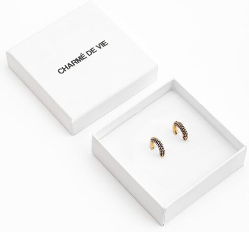 Pavé Ear Cuff Series | 14k Gold Plated Gemset Non Piercing Hoops for Women in Saudi Arabia