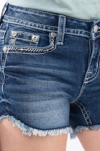 شورت نسائي من Miss Me بجيب صناعي مجنح متوسط ​​الارتفاع مع حاشية منسلة in Kuwait