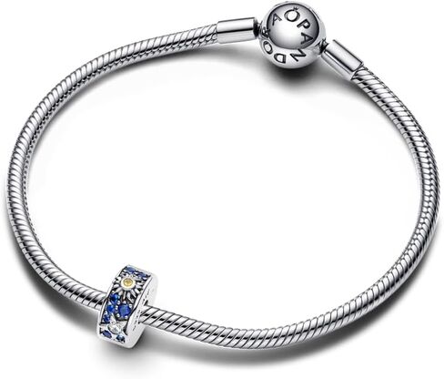 Pandora Celestial Sun, Star & Moon Clip Charm - Bracelet Charm Moments Bracelets - Stunning Gift for Her - Sterling Silver with Clear, Blue & Yellow Crystals - With Gift Box in Saudi Arabia