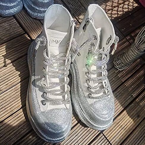 أربطة أحذية مسطحة من حجر الراين الكريستالي من أجل استبدال أسلاك الأحذية الرياضية والقمصان ذات الرباط اللامع in Kuwait