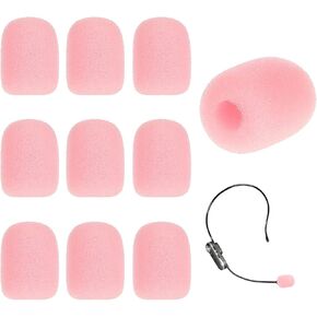 Giantree Foam Microphone Windscreen, 10 Pack Pink Lapel Headset Microphone Sponge Mini Foam Cover Shield Protection for a Variety of Headset Microphone