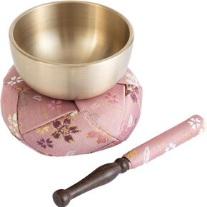 Orin Bell Japanese Buddhist Bell,Mat,bar Set Made in Japan Takaoka, Pink,2.99inch
