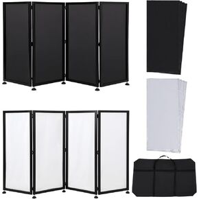 DJ Foldable Facade Portable Event Booth Panels with Travel Bag and Black & White Lighting Scrims for Show, Party, Gathering