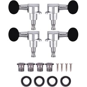 2L2R Ukulele Tuning Pegs 4 String Guitar Fully Enclosed Locking Tuner Machine Heads Silver Balck