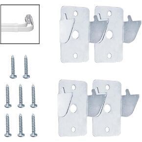 Double Curtain Rod Bracket Curtain Rod Hooks, 4 Pcs Metal Curtain Rod Holders with Screws, Wall Mounted Double Sturdy Curtain Rod Hangers Hooks for Home Office