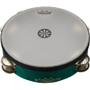 Remo Tambourine, Lotus, 10" x 2-5/8", Fixed RENAISSANCE®, German Silver Jingles, 5 Pairs x 2 Rows, Venwood Aqua, Layne Redmond