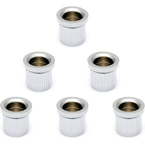 Rubatone Guitar String Ferrules String Through Body Rear Mount Bushings String Caps for Fender Strat Tele Style Electric Guitar Chrome Set of 6Pcs.