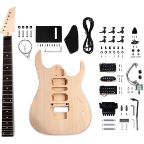 DIY Electric Guitar Kit Beginner Kit 6 String Right Handed with Basswood Body Hard Maple Neck Poplar Laminated Fingerboard Chrome Hardware Build Your Own Guitar JS Series.