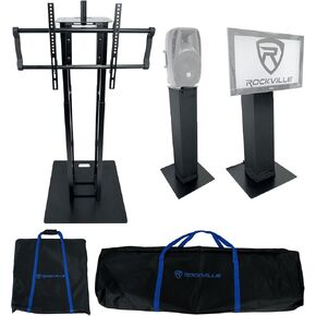 Rockville 1 RTP33-TV Black Totem DJ Speaker/Lighting Stand w/Detachable TV Mount