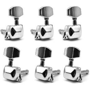 3+3 Semi-closed Guitar Tuners String Tuning Pegs Keys Machine Heads Set for for Acoustic or Electric Guitar (Chrome)