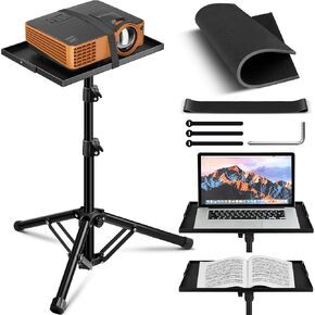 CAHAYA Projector Stand Portable Tripod: Collapsible Panels Laptop Tripod Stand Height Adjustable, thickened aluminum alloy Base for Dj Racks Sheet Music Outdoor