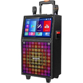 Karaoke Machine with Lyrics Display Screen for Adults, Built-in 15 Inches Tablet, Bluetooth Speaker with 2 Wireless Mics, DJ Lights, Portable Karaoke System for Any Occasion