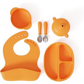 Baby Feeding Set in Apricot Color Complete BLW Supply Essentials (7 Piece Set)