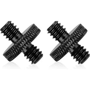 2pcs Mic Stand Adapter, 1/4 Male to 1/4 Male Camera Mic Mount Adapter Mic Screw Adapter Sturdy Aluminum Alloy Tripod Screw Adapter for Camera Microphone Stand Tripod