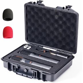 Wireless Microphone Carrying Storage Case Compatible with JBL Wireless Two Microphone System, for Receivers, Adapters, Portable All Weather Waterproof Protective Hard Case,Customizable Pre-Diced Foam