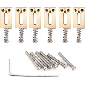 Musiclily Ultra 11.2mm Modern Style Brass Saddles for Vintage Strat Style Electric Guitar, Original Color (Set of 6)