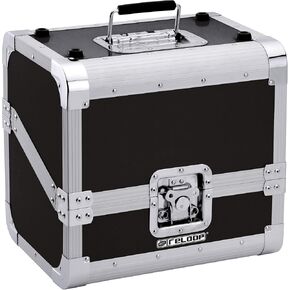 Reloop 80 Record Case Black - Classic Record Case, Round Protective Angles, Lockable Low Profile Butterfly Lock, Thick Foam Padding