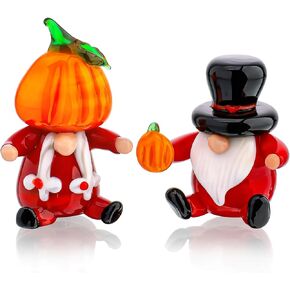 H&D HYALINE & DORA Set of 5 Blown Glass Pumpkin Figurines, Mini Cute Glass Spooky Pumpkin Handmade Glass Pumpkin for Halloween Carnival Party,Haunted House Tiered Tray Decor