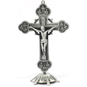 Nazareth Store Antique Copper Plated Standing Crucifix with Deatachable Stand - Religious Antique Plated Decoration Cross Gifts for Home, Office, or Church