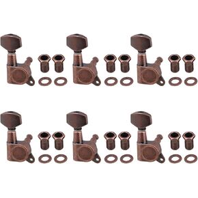 Yibuy 4x3.7cm Bronze Full Closed Tuning Pegs Machine Heads Guitar Tuners Accessories For Electric Guitar Right Hand Parts Pack of 6