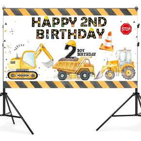Construction Birthday Party Supplies for 2 Year Old Boy, Dump Truck Construction 2nd birthday Birthday Backdrop Party Supplies