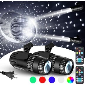 ضوء Pinspot مع جهاز تحكم عن بعد 2 حزمة 15 واط Pinspot Light Plug في كرة الديسكو لمرحلة الحفلات (سلك طاقة طويل جدًا 65 بوصة)