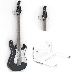 KAFENDA Guitar and Ukulele Wall Mount Stand Hanger 4Pcs - Clear Guitar Wall Hangers 6mm Thick Acrylic Hook Guitar Accessories