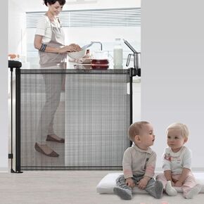 Retractable Baby Gate, 44" Tall, Extends up to 120" Wide, Mesh Child Safety Baby Gates Dog Gate for Stairs, Doorways, Hallways, Indoor, Outdoor (White, 120 inch)