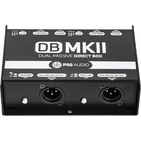 DB-MKII Dual Premium Direct Injection Audio Box Passive DI Unit Hum Eliminator w/Input Attenuator to Connect Guitar & Bass,1/4'' Impedance Transformer Connector to Balanced & Unbalanced XLR