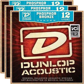 3 Sets of Dunlop DAP1254 AG-PHB LIGHT Acoustic Phosphor Bronze Strings