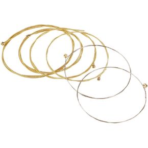 Jiayouy 1 Sets of 6 Brass Acoustic Guitar Strings Replacement Steel String for Acoustic Guitar Golden
