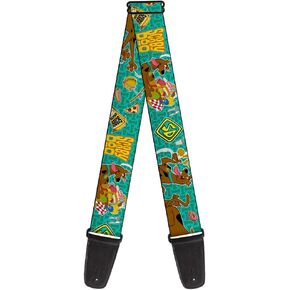 Buckle-Down Guitar Strap - Scooby Doo & Snacks/Bone Monogram Blues - 2" Wide - 29-54" Length