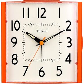 4.7" Vintage Retro Analog Alarm Clock, Super Silent Non Ticking Clock with Night Light, Snooze, Battery Operated, Simply Design, for Living Room, Bedroom, Bedside, Desk, Gift Clock