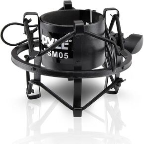 Pyle Updated Pro Shock, Clip Holder, Anti-Vibration Mount, Standard Size, Quick Angle Adjustment, Padded Mic Clamp, Easily Locks into Position, Die-Cast Steel Adapter (PSM05)