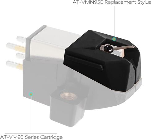 إبرة قلم بديلة ماسية AT-VMN95E لسلسلة VM95، متوافقة مع أقراص الفينيل الدوارة Audio Technica AT-LP120X - أسود in Kuwait