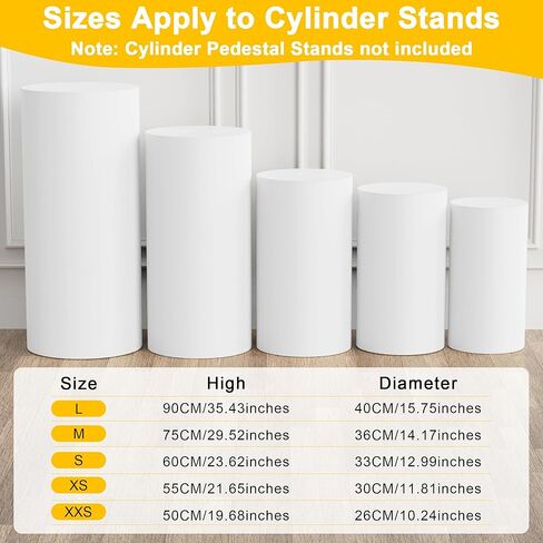 Spandex Cylinder Pedestal Covers Beige Set of 3 Cylinder Plinth Stand Cover for Parties Wedding Pillars Baby Shower Dessert Tables Birthday Party Event Decor in Kuwait