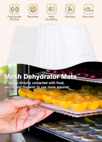 6 عبوات من أوراق مجفف السيليكون (14 × 21 بوصة) حصيرة شبكية من السيليكون غير لاصقة ممتازة لمجفف طعام الفواكه، بطانات صينية تجفيف قابلة لإعادة الاستخدام للفواكه واللحوم والخضروات والأعشاب in Kuwait