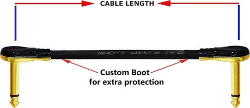 WORLDS BEST CABLES 3 Units - 15 Inch - Gotham GAC-1 Ultra Pro - Low-Cap (21pF/ft) Guitar Bass Effects Instrument, Patch Cable & Gold (6.35mm) Low-Profile R/A Pancake type Connectors - CUSTOM MADE in Saudi Arabia