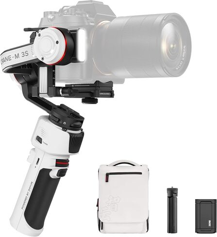 ZHIYUN Crane M3S [Office], 3-axis Lightweight Camera Gimbal Stabilizer | for Mirrorless, Smartphone, GoPro Action Camera, 1.22" Color Screen, Bluetooth Control, Fill Light, Vertical Shooting in Kuwait