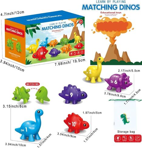 Matching Alphabet Dinosaur Toys for Kids 3-5, Learning ABC Letter for Toddlers Boys Girls Dino Match Game with Uppercase Lowercase Preschool Educational Montessori Fine Motor Toy 13 PCS Double-Sided in Kuwait